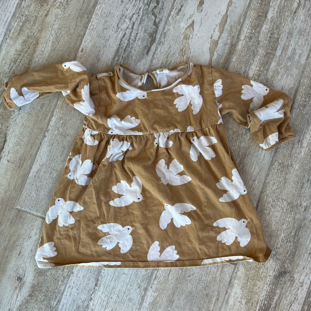 ☀️2/10$☀️ Brown Tunic with White Bird Pattern